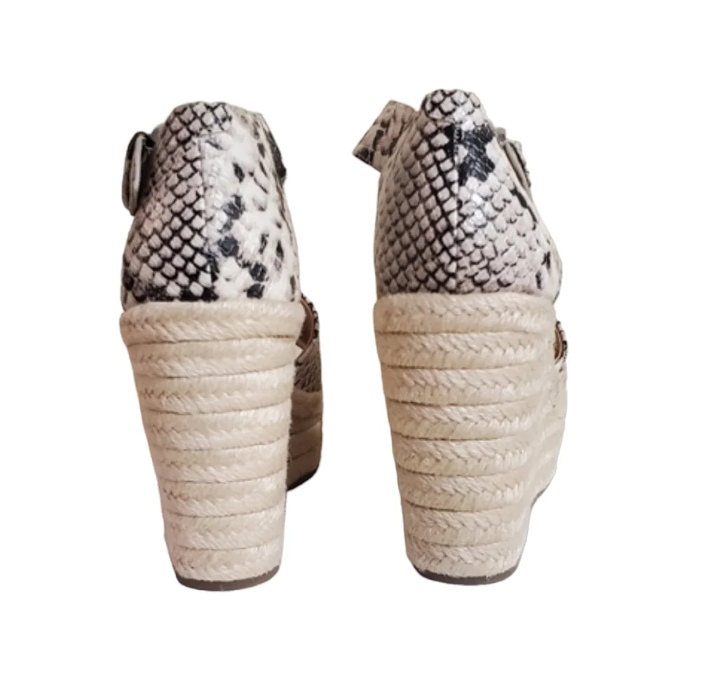 Nine West Adell Snake Espadrille Sandal Wedge Heel Size 7 M